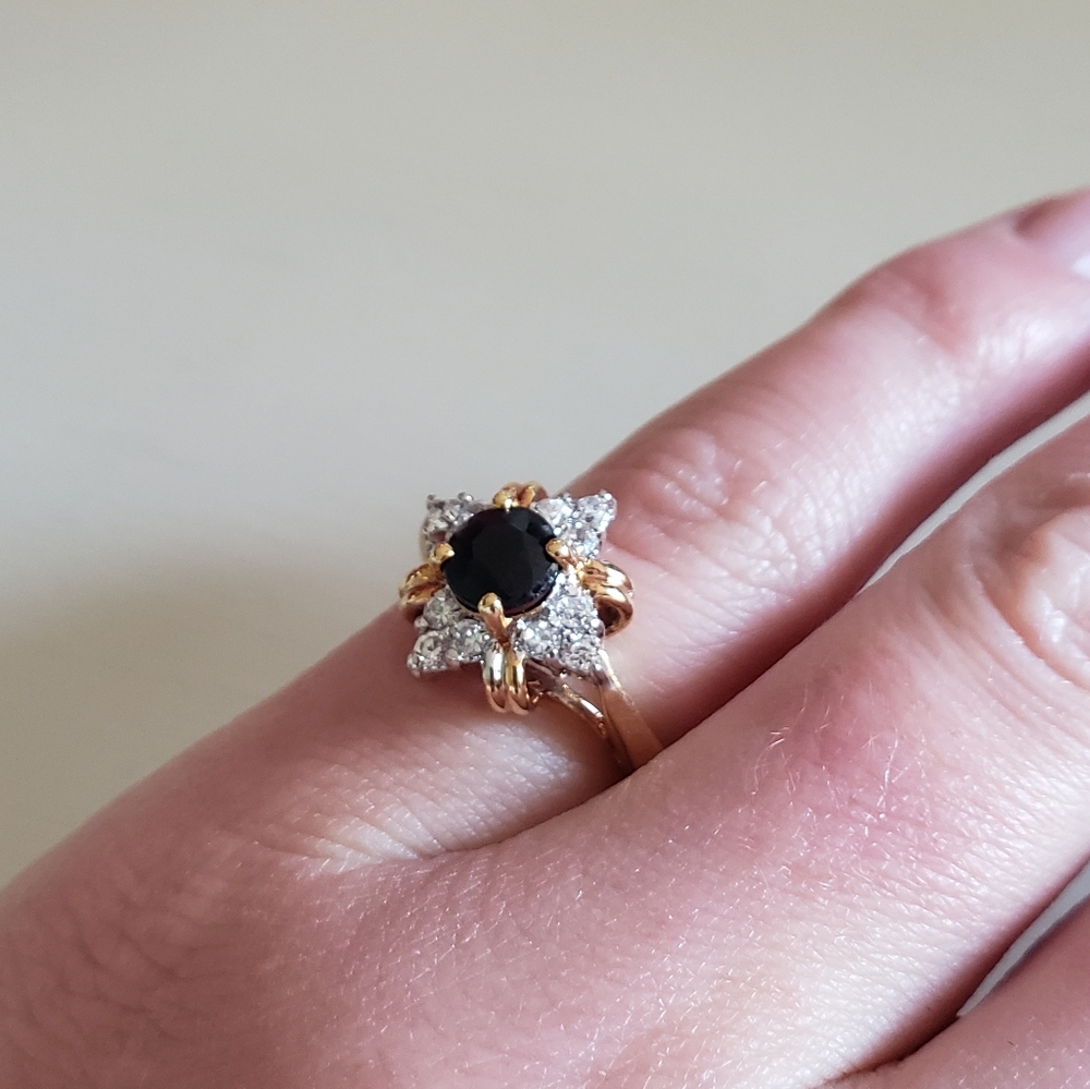 Costume Black Onyx and Diamond Gold Tone - Picture 2 of 5